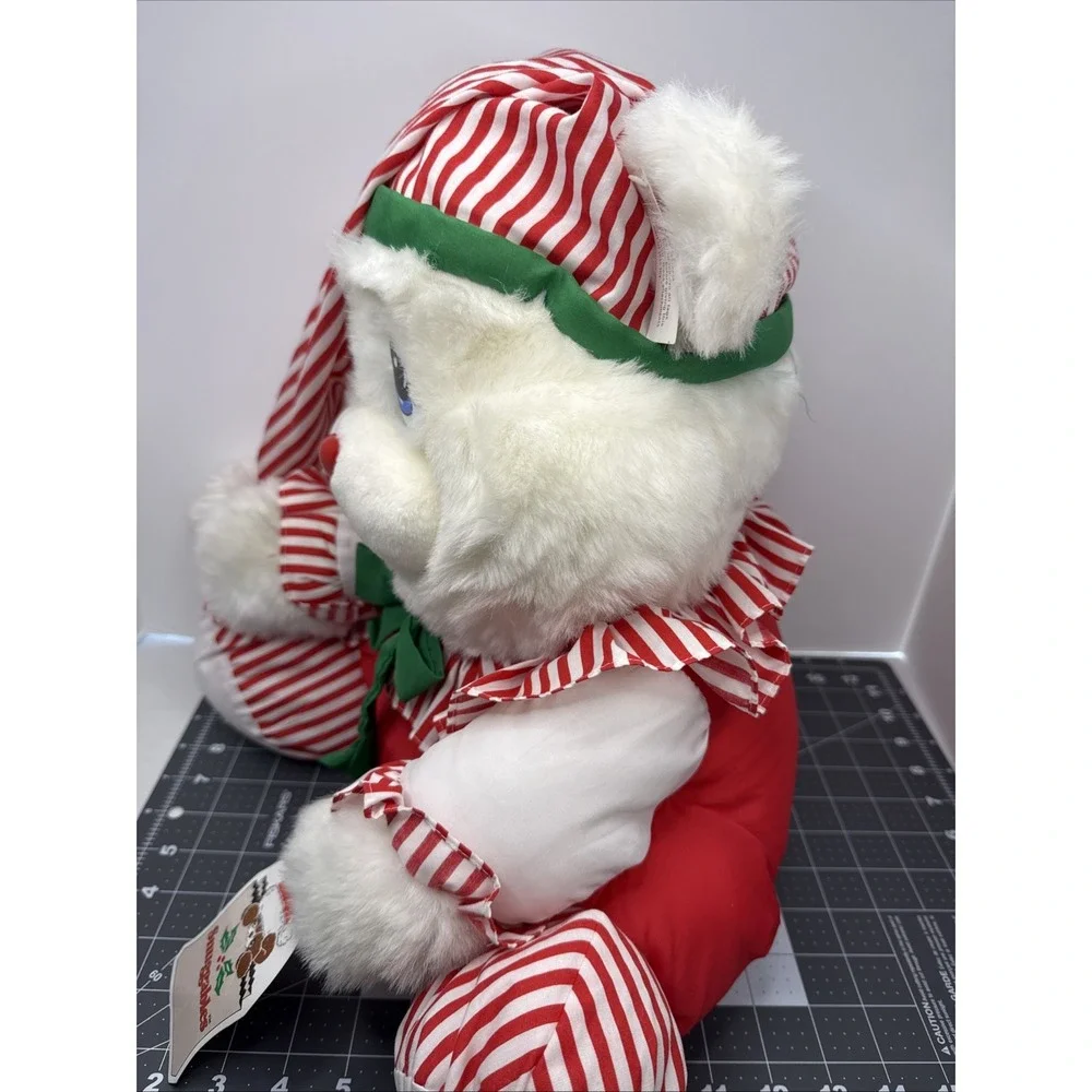 Vtg 1992 White Teddy Bear Happiness Aid By Well‎ Made Toys Christmas Snuggables